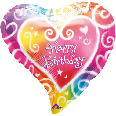 Standard Watercolour Birthday Foil Balloon S40 Packaged 45 c